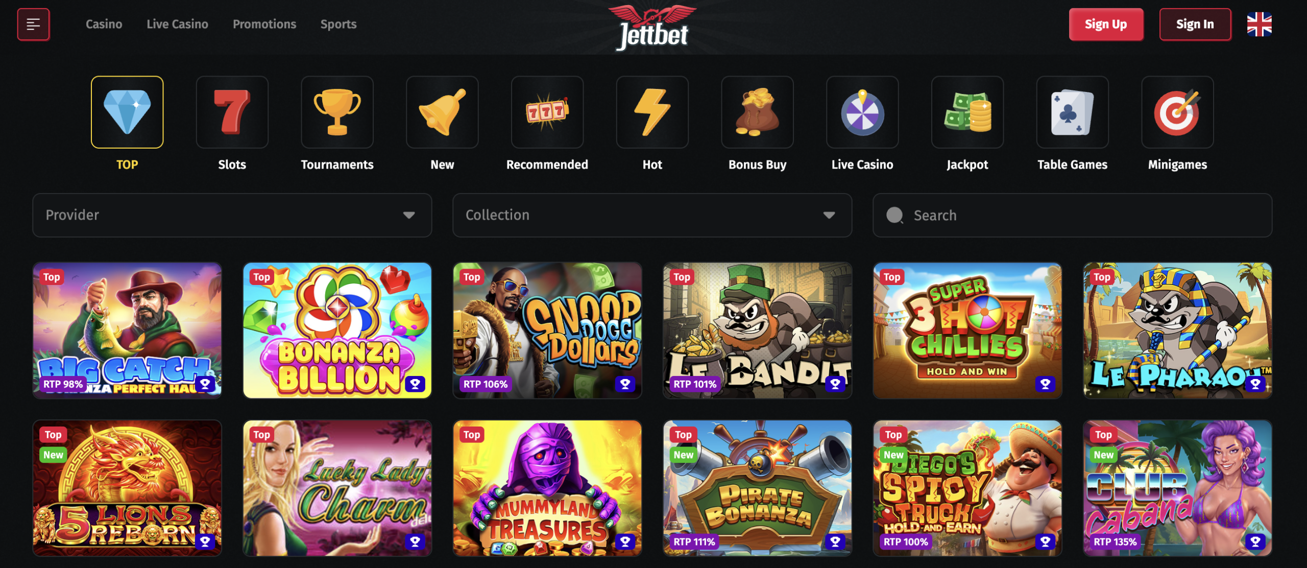 Jettbet Casino Slots-Angebote